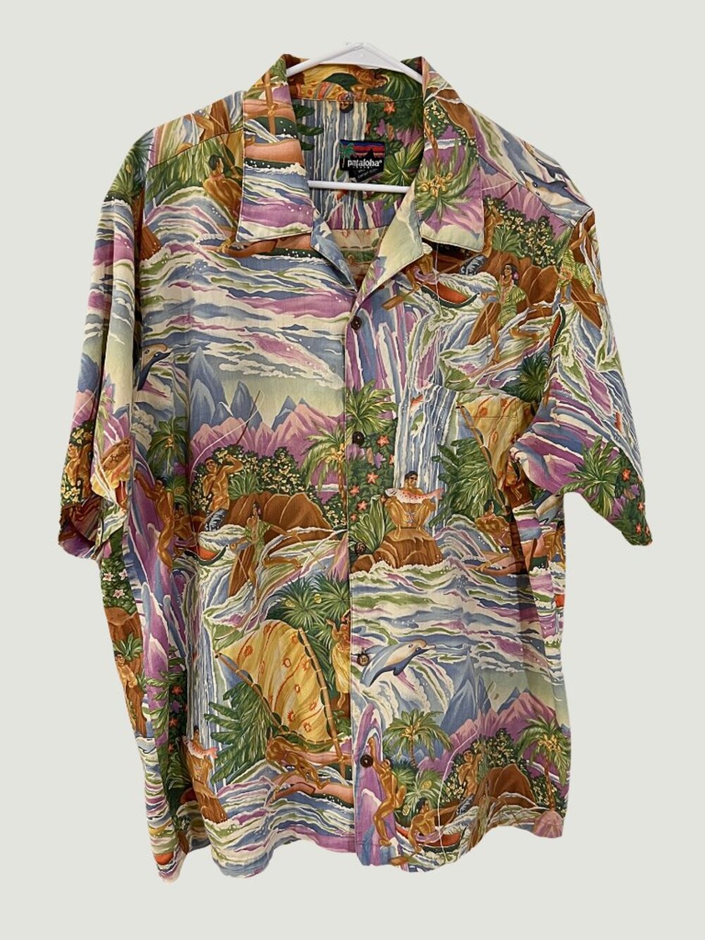 Vintage 1994 Patagonia Pataloha Paradise XL Hawaiian Aloha Shirt Surf Kayak Fish